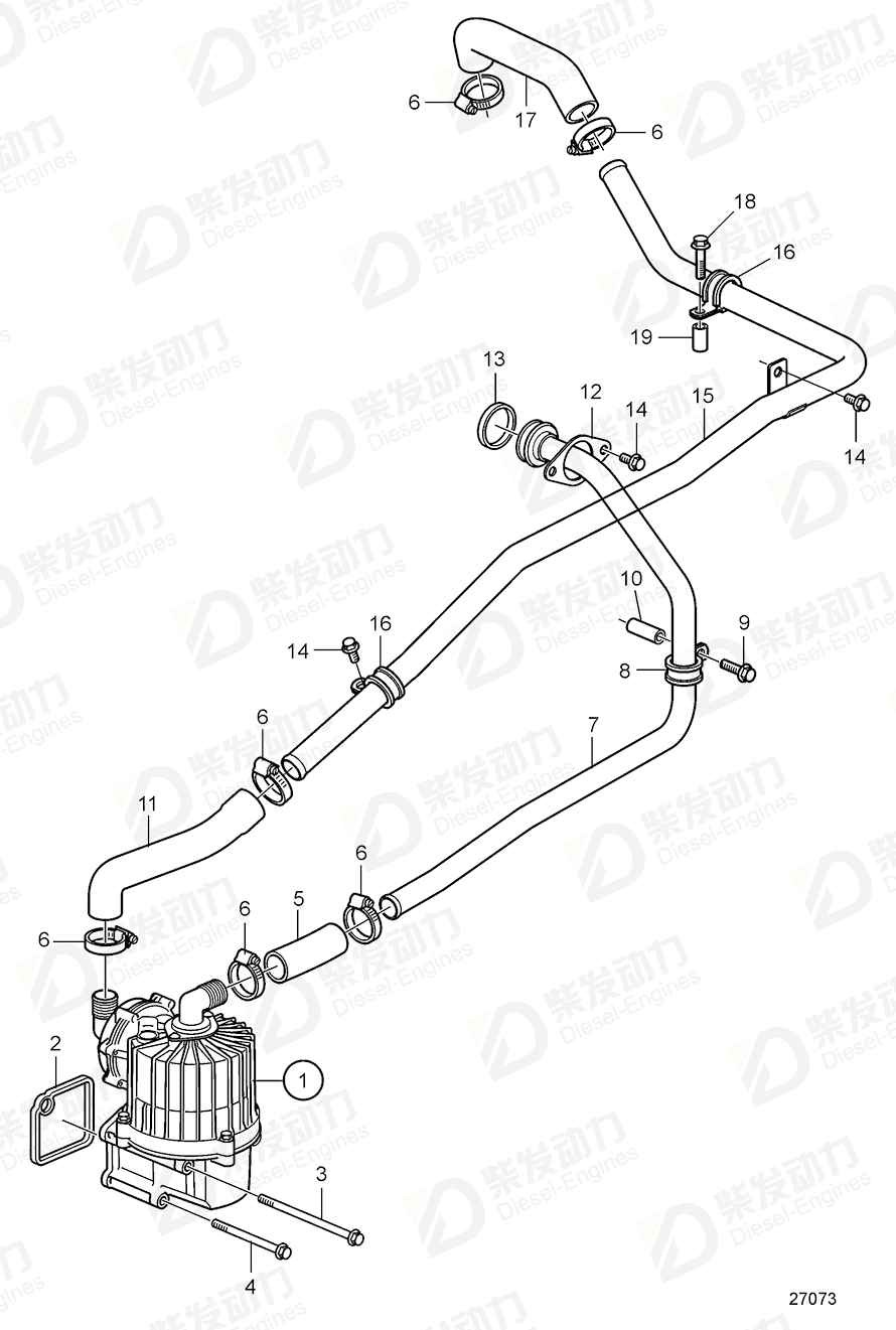 VOLVO Hose 3847765 Drawing